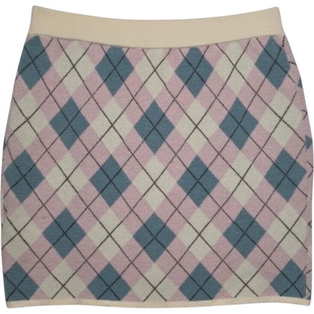 Preppy Argyle Mini Sweater Skirt